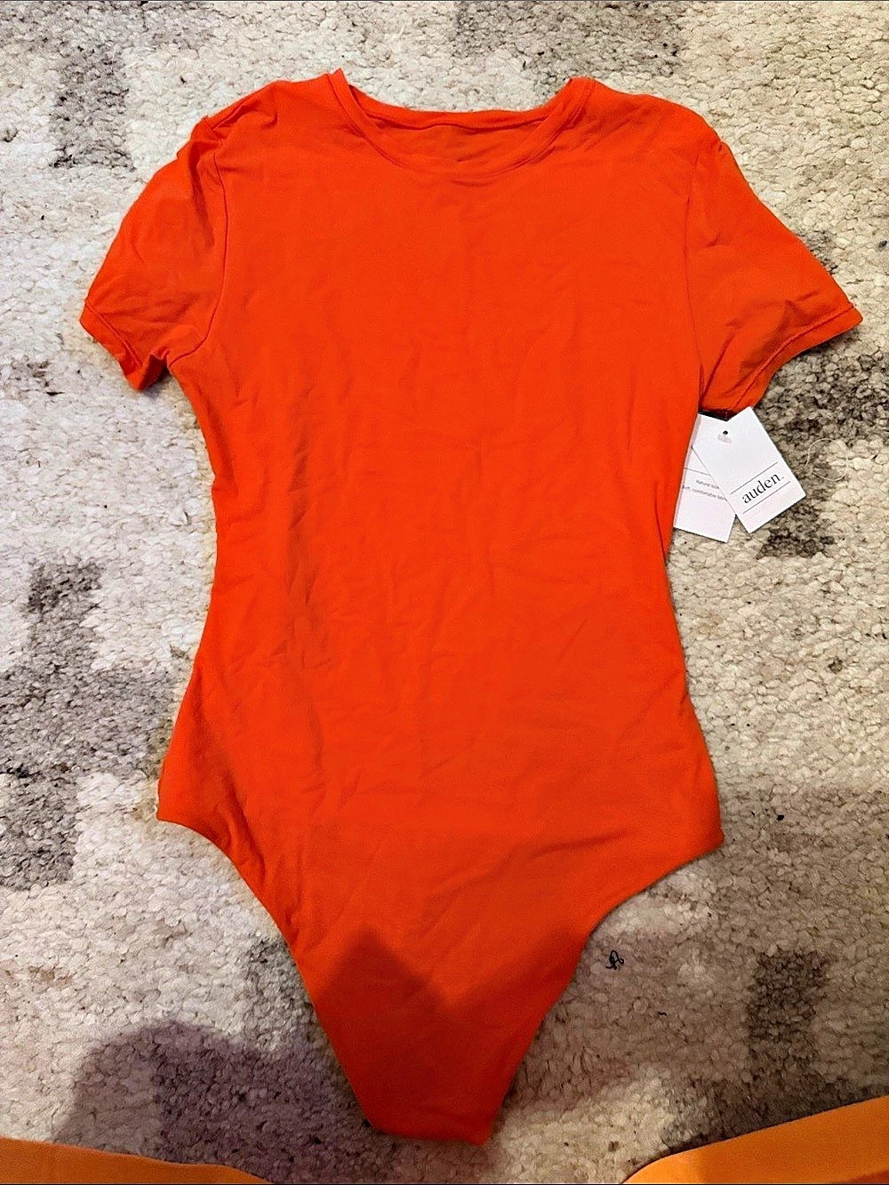 auden Short-Sleeve Crewneck Bodysuit Orange Small NWT